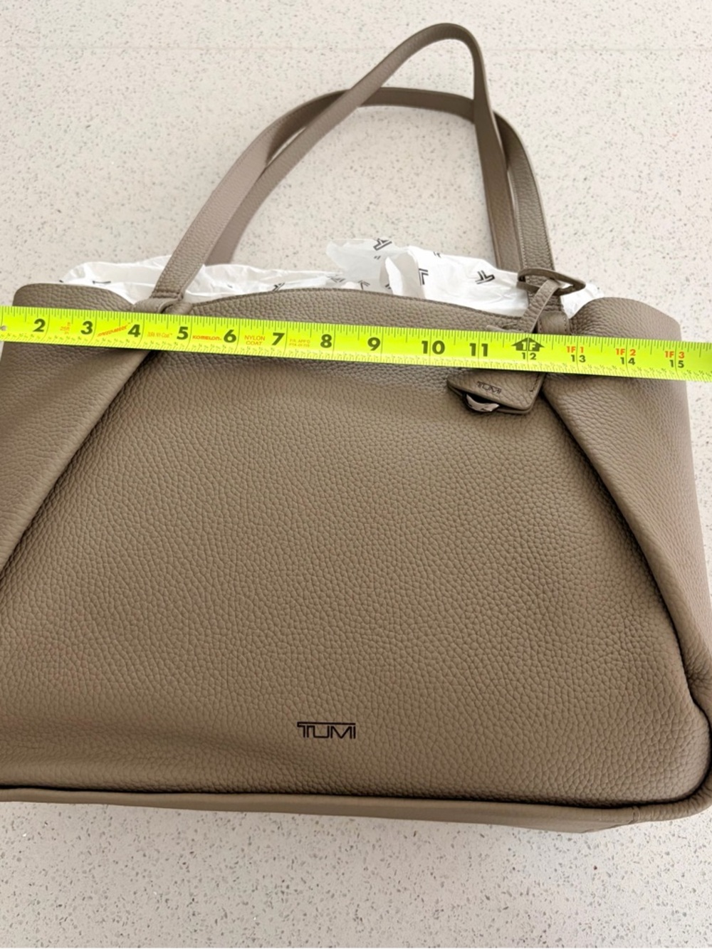 TUMI Georgica Valerie Tote Pebbled Leather in Taupe Driftwood - Picture 8 of 11